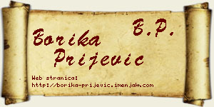 Borika Prijević vizit kartica